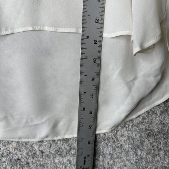 Haute Hippie Shirt Womens Medium Ivory Silk Long Sleeve Split Sleeve Blouse - Picture 4 of 8